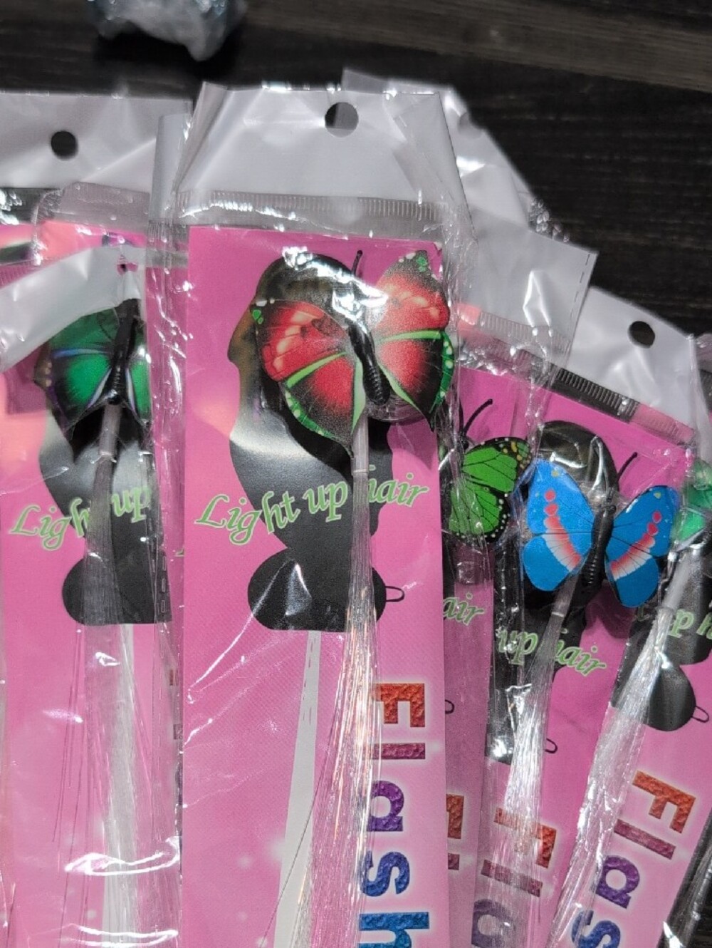 NWT 10 Pack Kids Light-Up Flash Braid Hair Accessory - Pink Butterfly - Picture 2 of 4